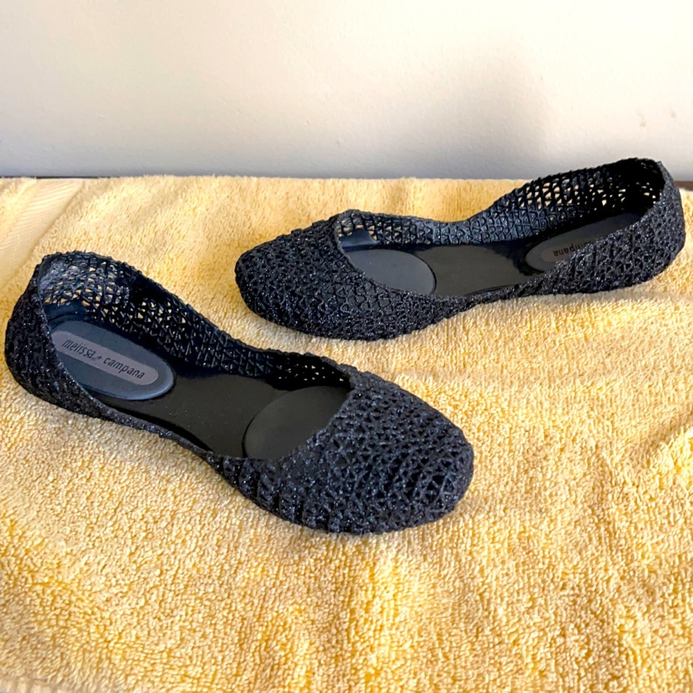 Melissa Campaña flats, black, size 6